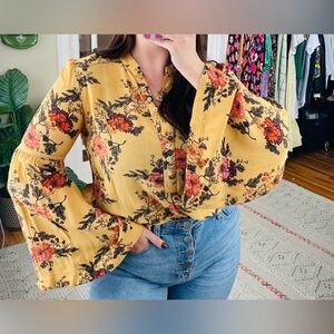 Free People Blouse Bell Sleeves Top